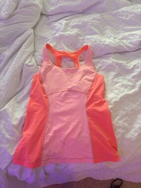 lululemon athletica Pink and Coral Racerback One-Piece Swim Tank